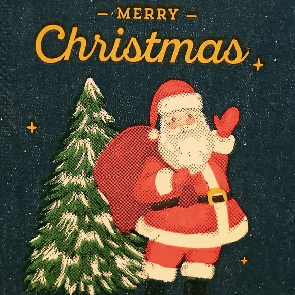 Hand Crafted Merry Christmas Santa Claus Christmas Tree Navy Gold Mini Wood Sign - Picture 4 of 4